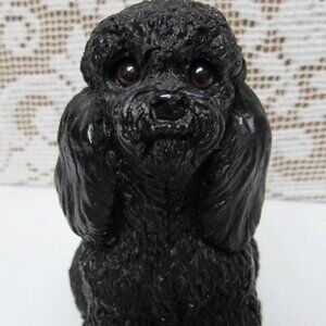 STONE CRITTERS Black Poodle Figurine Vintage Adorable Made in USA 1980s Sweet
